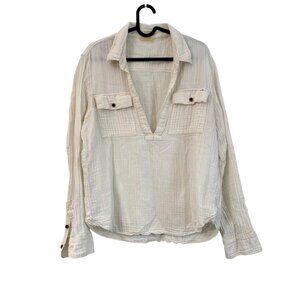 Cream Button-Up Women's Top